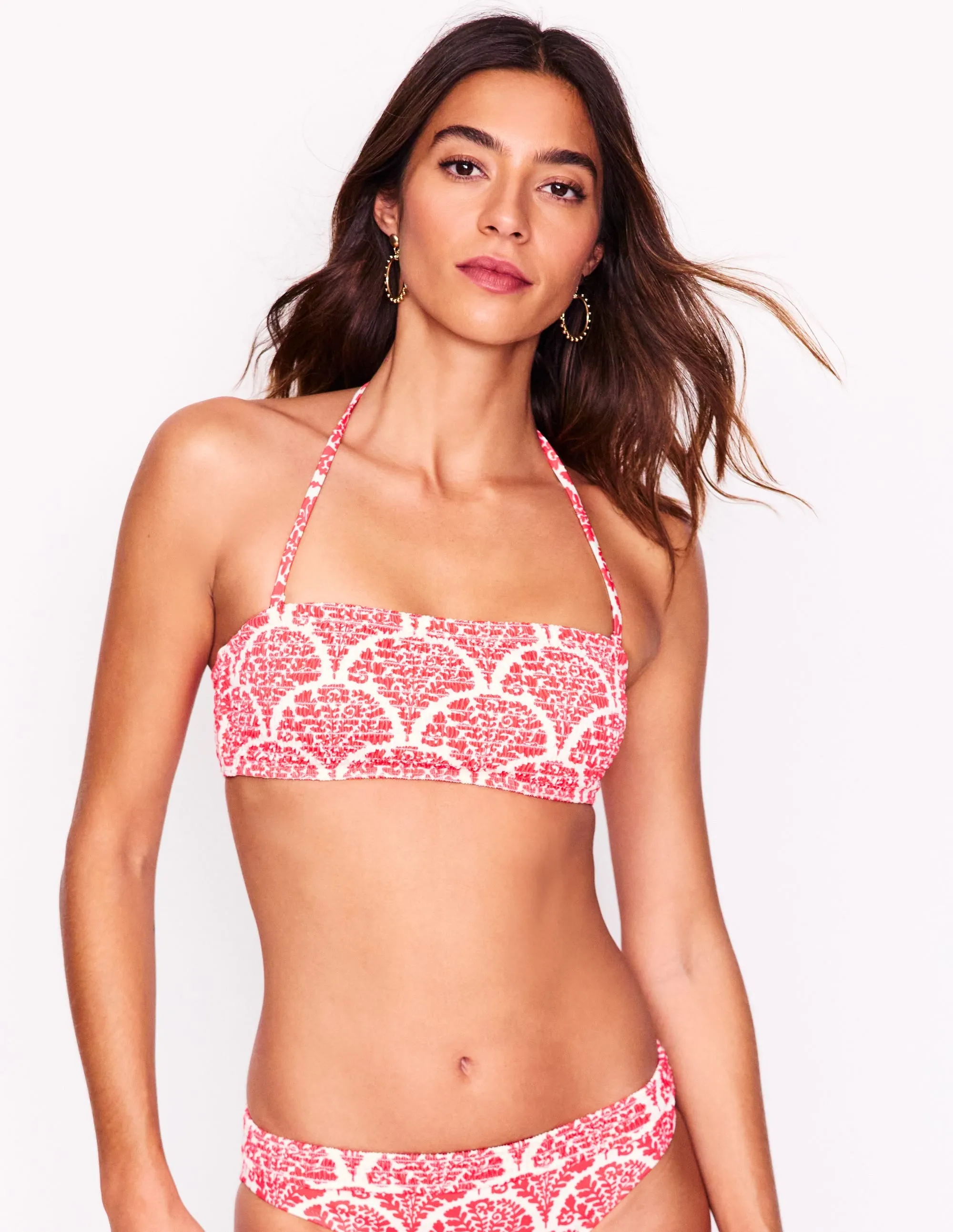 Milos Smocked Bikini Top-Jam Red, Blossomy Flexible Cup Insert Versatile use
