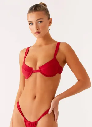 Airlie Balconette Bikini Top - Deep Red Neon-Brights