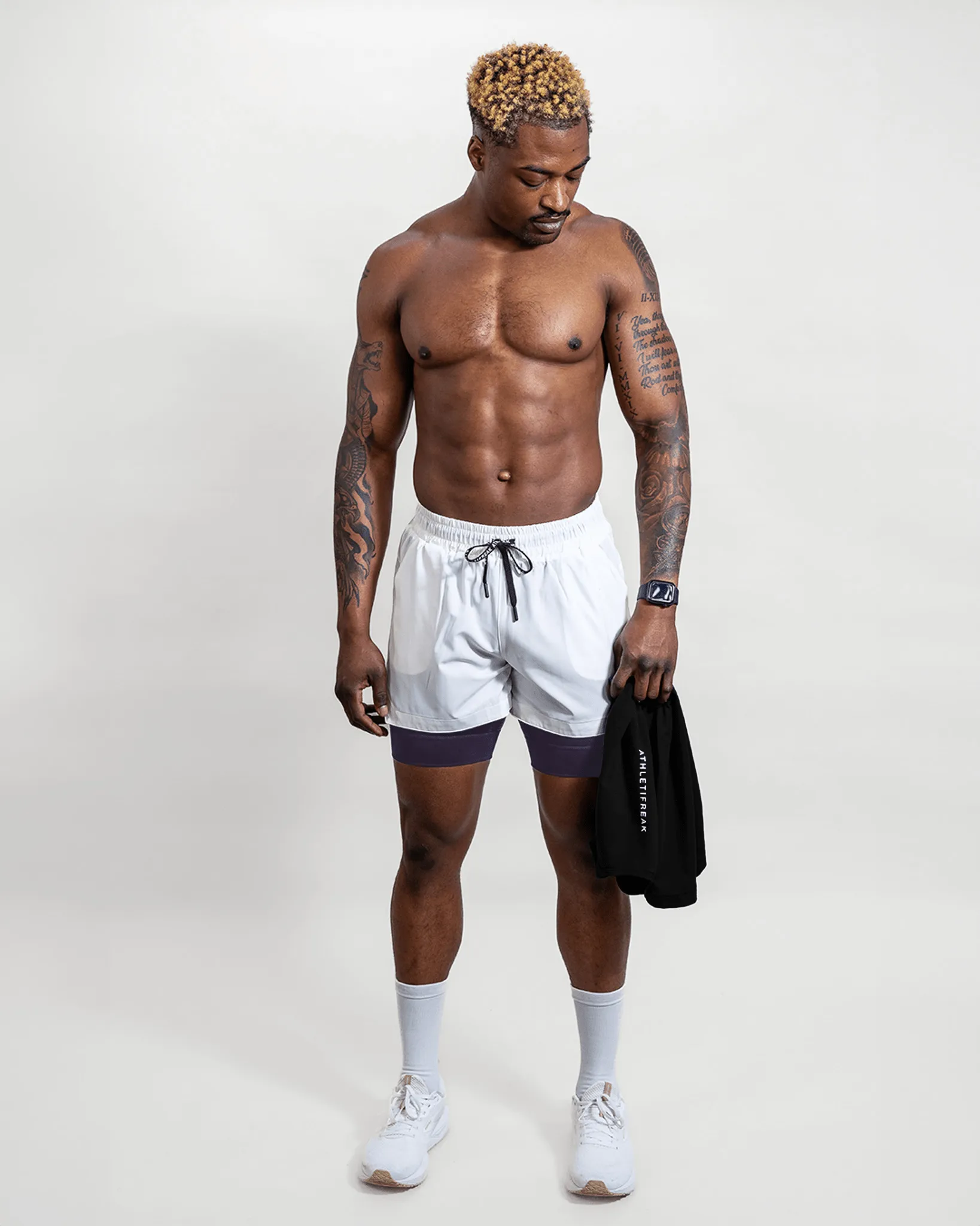[CORE] Training Shorts 4" - White/Merlot Ventilated Panels Quick Drying Fabric