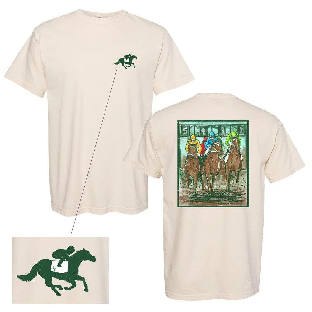 Ribbed collar Stylish Comfort Horse Races Tee