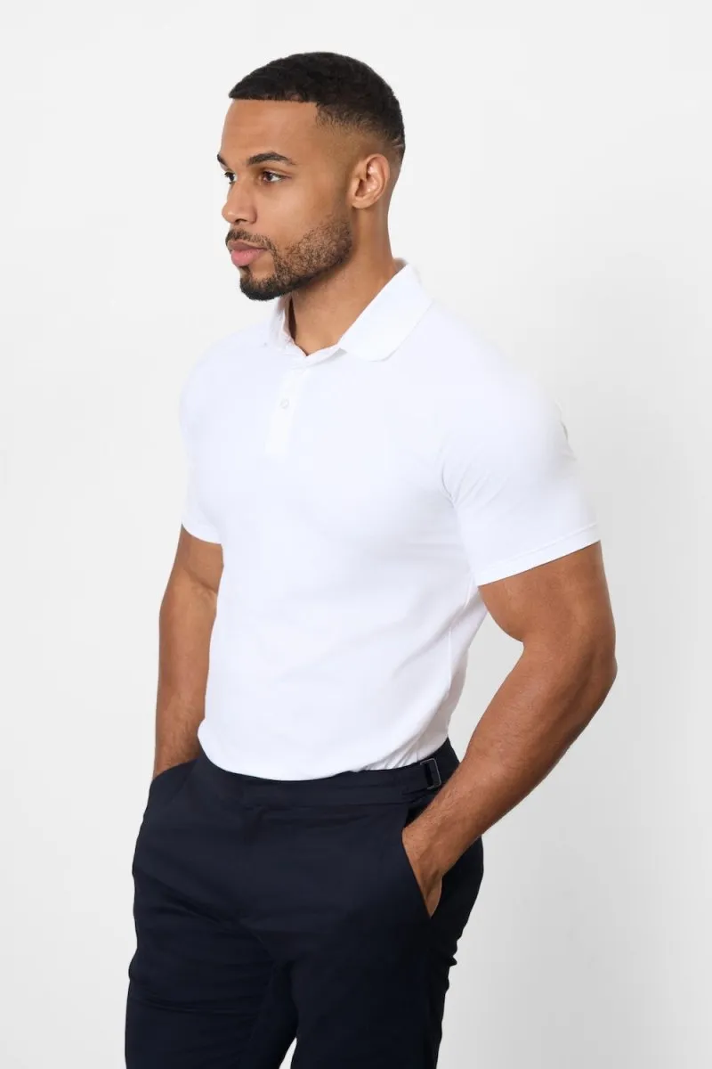 Relaxed Comfort PreShrunk Cotton Blend Athletic Fit Polo Shirt in White