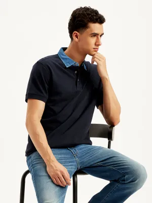 Classic Neckline Men's Solid Slim Fit Polo T-Shirt
