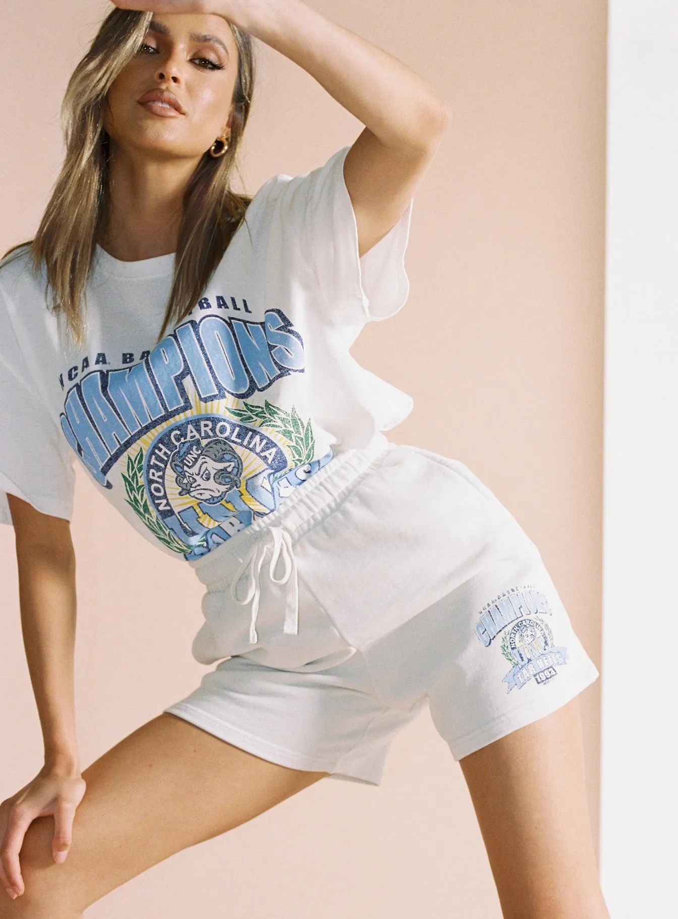 NCAA Coll Basketball Champs Shorts Unc White TearResistantMaterial