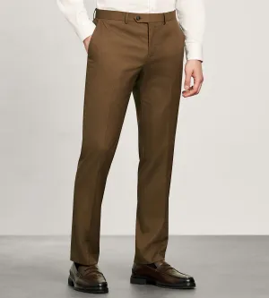 Modern Fit Caramel Solid Suit Pants Core Essential MultiPocketSystem
