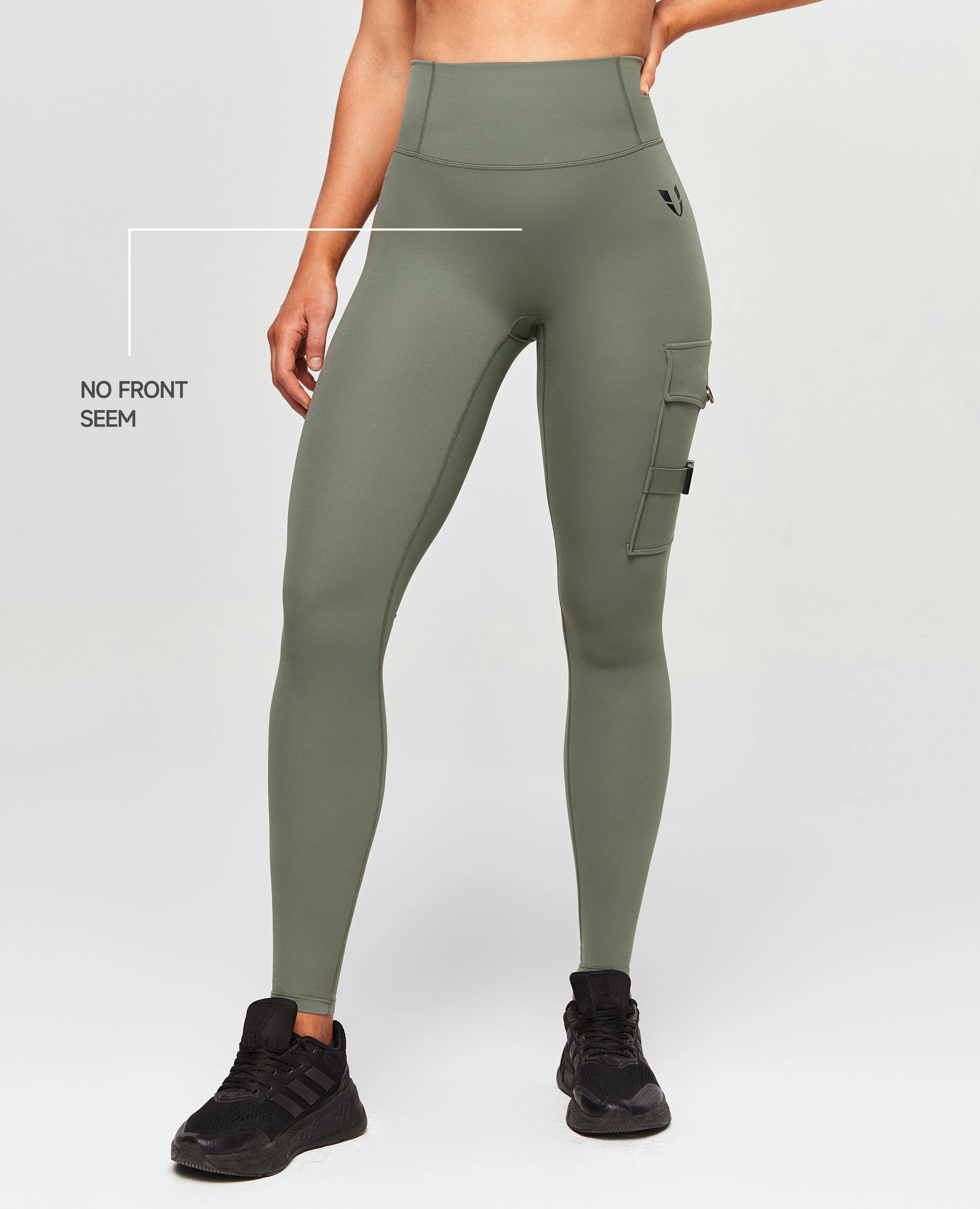 Cargo High-Waisted Pocket Leggings Plus: EXEVER? Edition - Camping Green Motion Fit