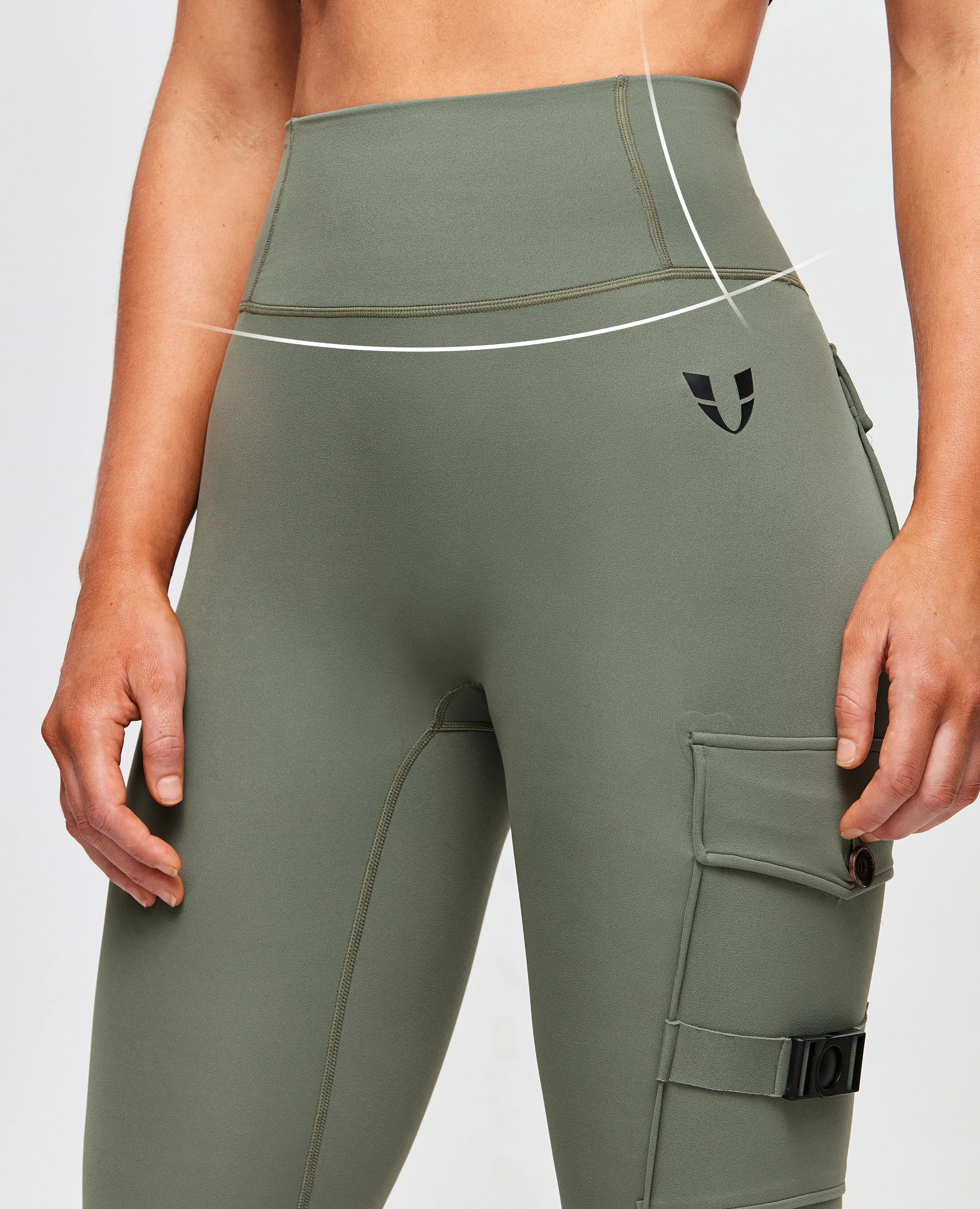Cargo High-Waisted Pocket Leggings Plus: EXEVER? Edition - Camping Green Full length All Purpose