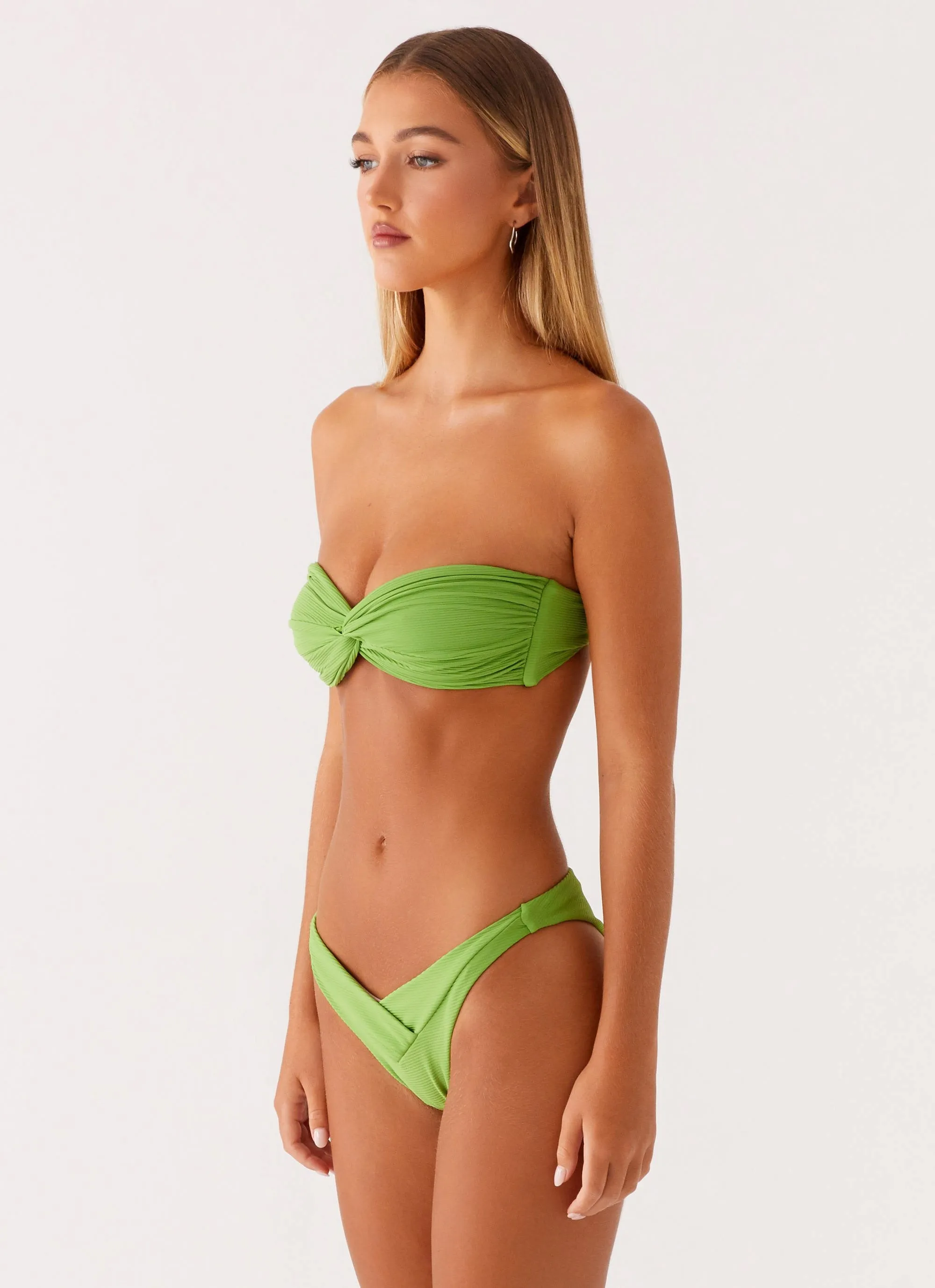 Delta Bandeau Bikini Top - Lime Green color blocking