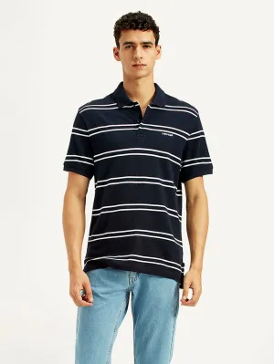 Trendy Prints Men's Striped Slim Fit Polo T-shirt