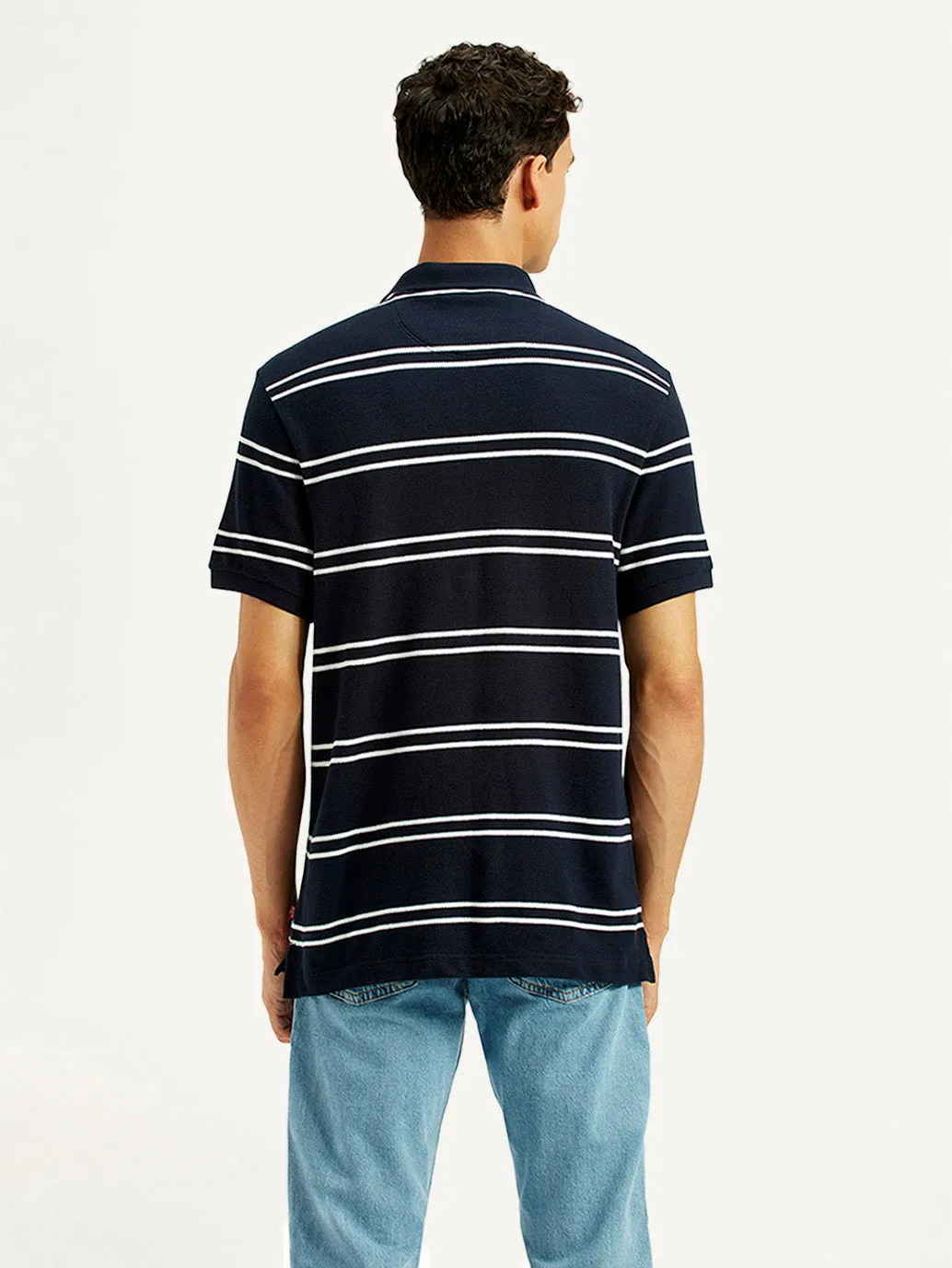 Comfortable Collar ZeroIrritation Seams Men's Striped Slim Fit Polo T-shirt