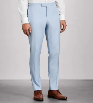 NonChafingEdges Soft Feel Slim Fit Light Blue Solid Tuxedo Pants