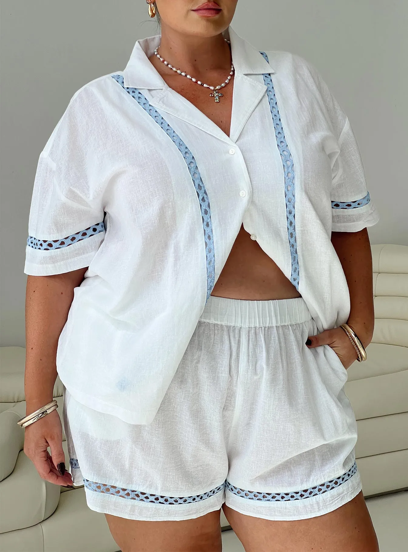 AbrasiveReinforcedZones Tulle Soul Sun Time Shorts White / Blue Curve
