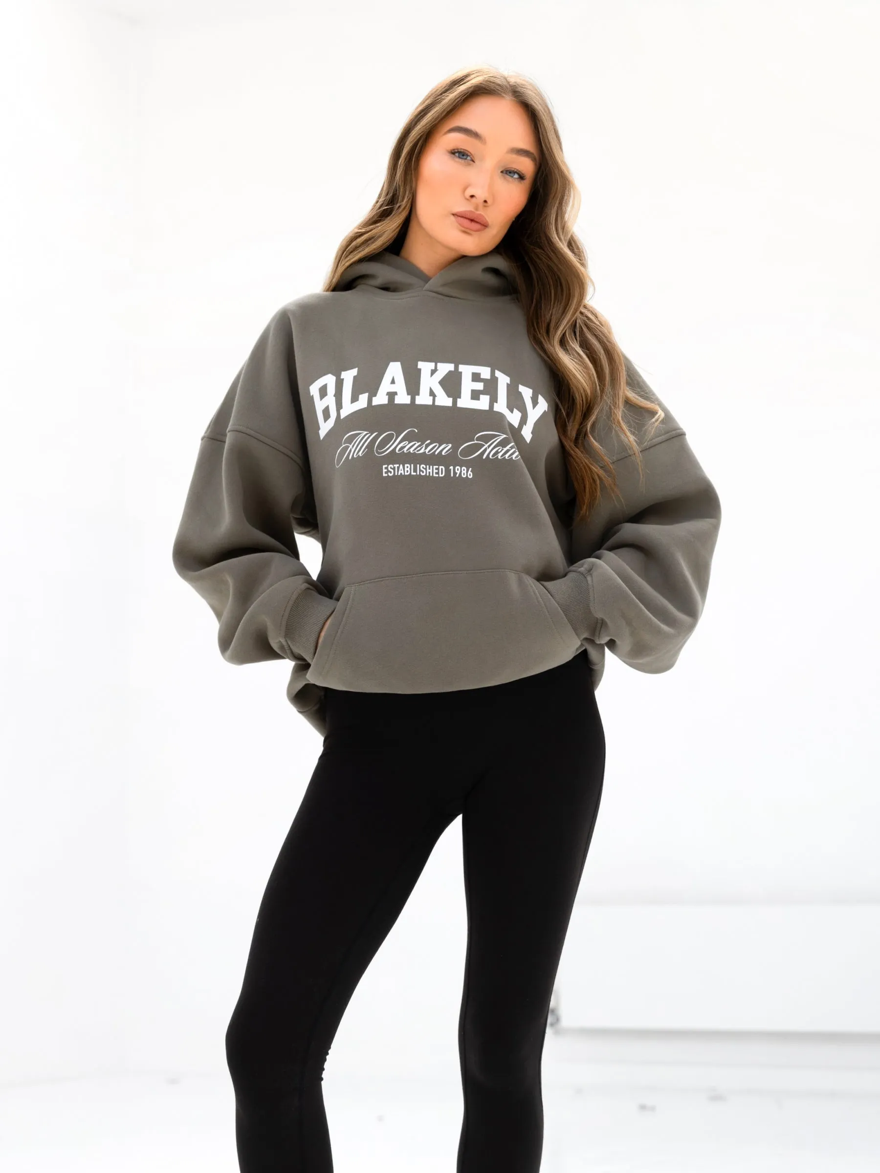 Chiffon details Melrose Oversized Hoodie - Safari Green