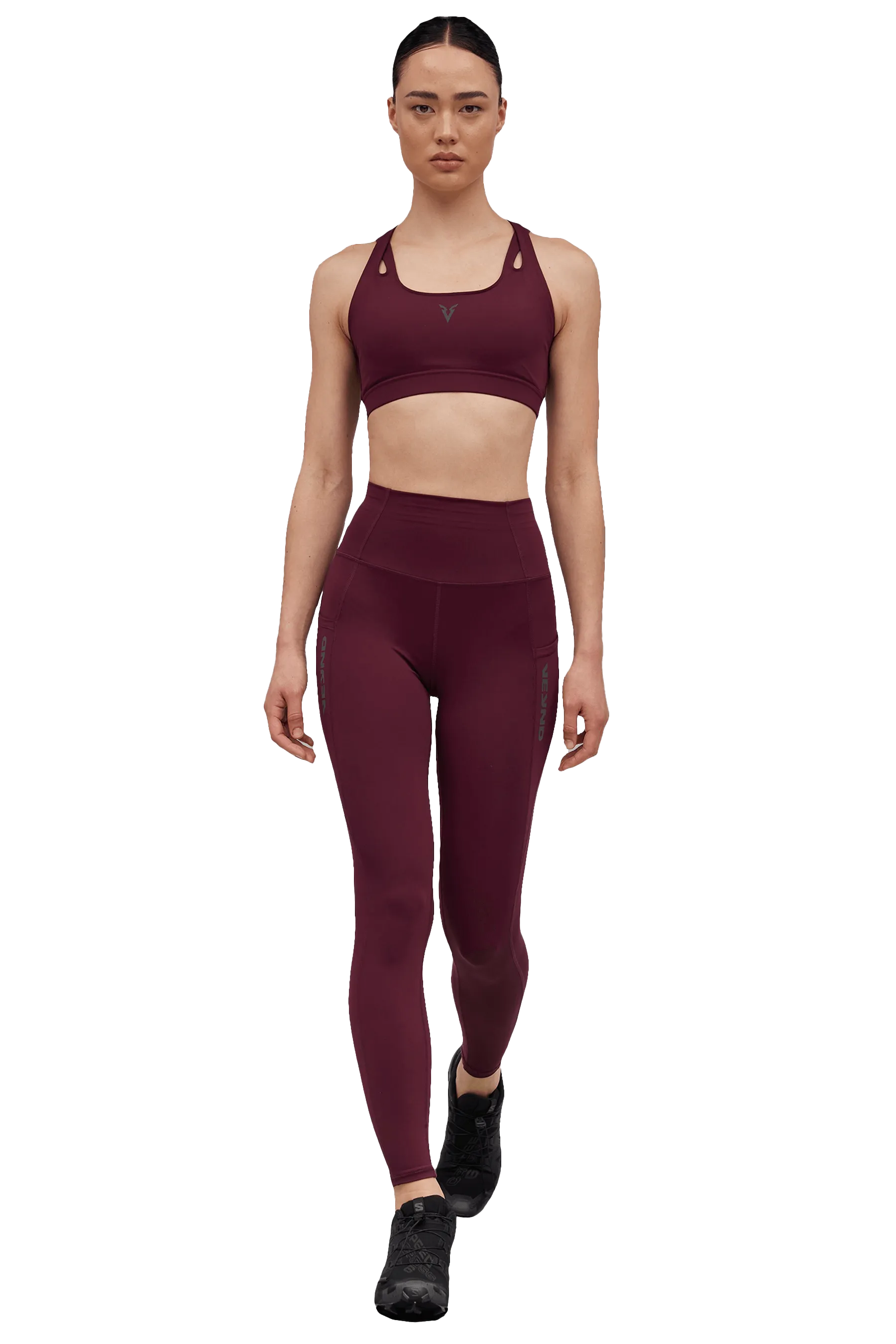 POCKET LEGGINGS - Burgundy Adaptive Compression Levels Yoga Class Minimalist Style