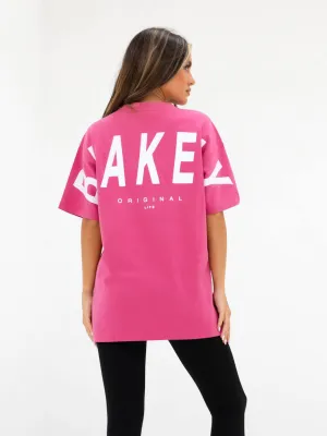 Trendy Comfort Fit semi-formal style Isabel Oversized T-Shirt - Hot Pink