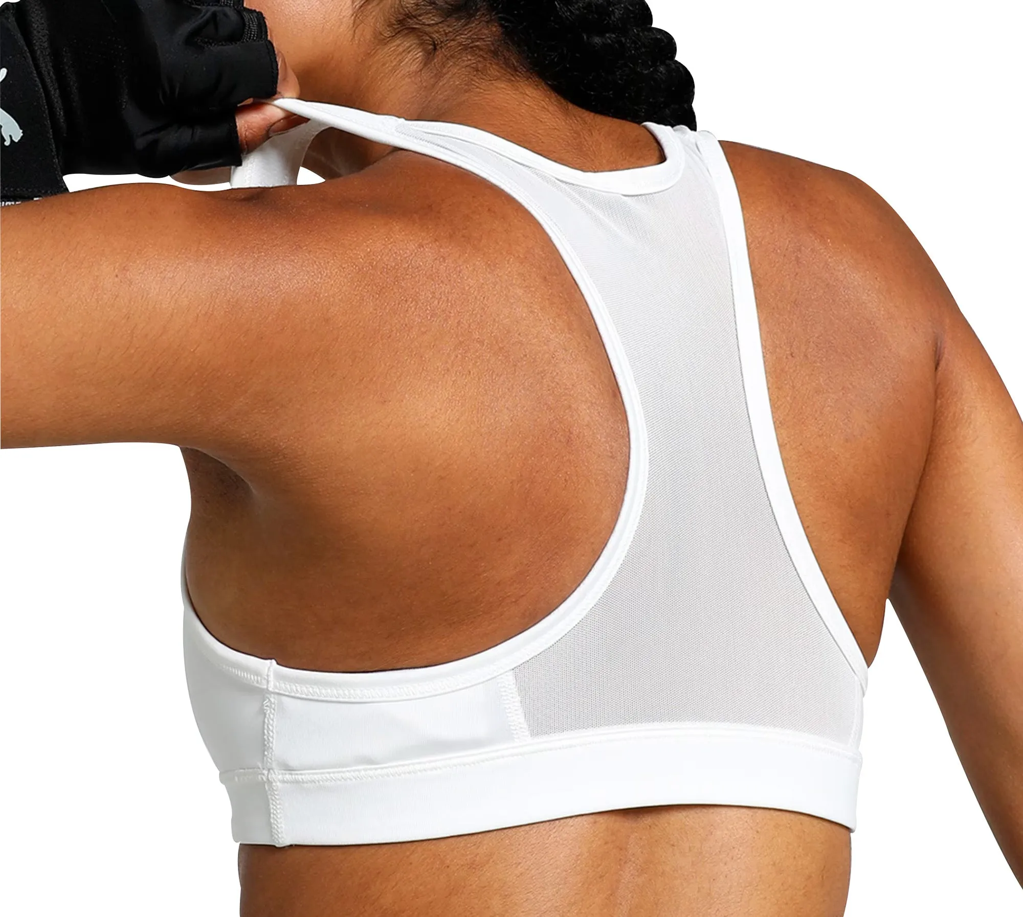 Puma 4KEEPS Womens Running Sports Bra - White Scoop neck seams cyclists