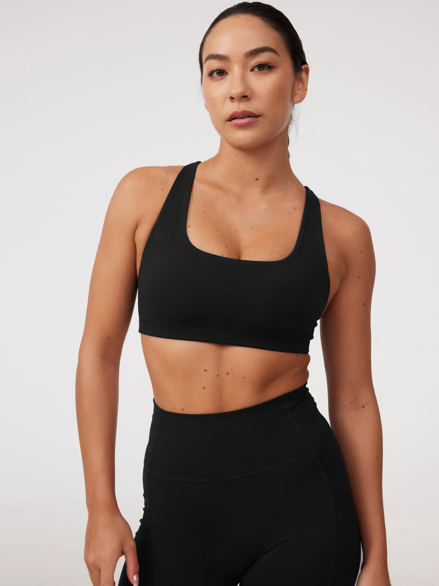 Coverstitch seams Revitalise Bra 2.0 in Black Sesame