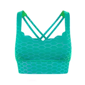 Medium Moisture-wicking fabric Mermaid Princess Sports Bra - Green