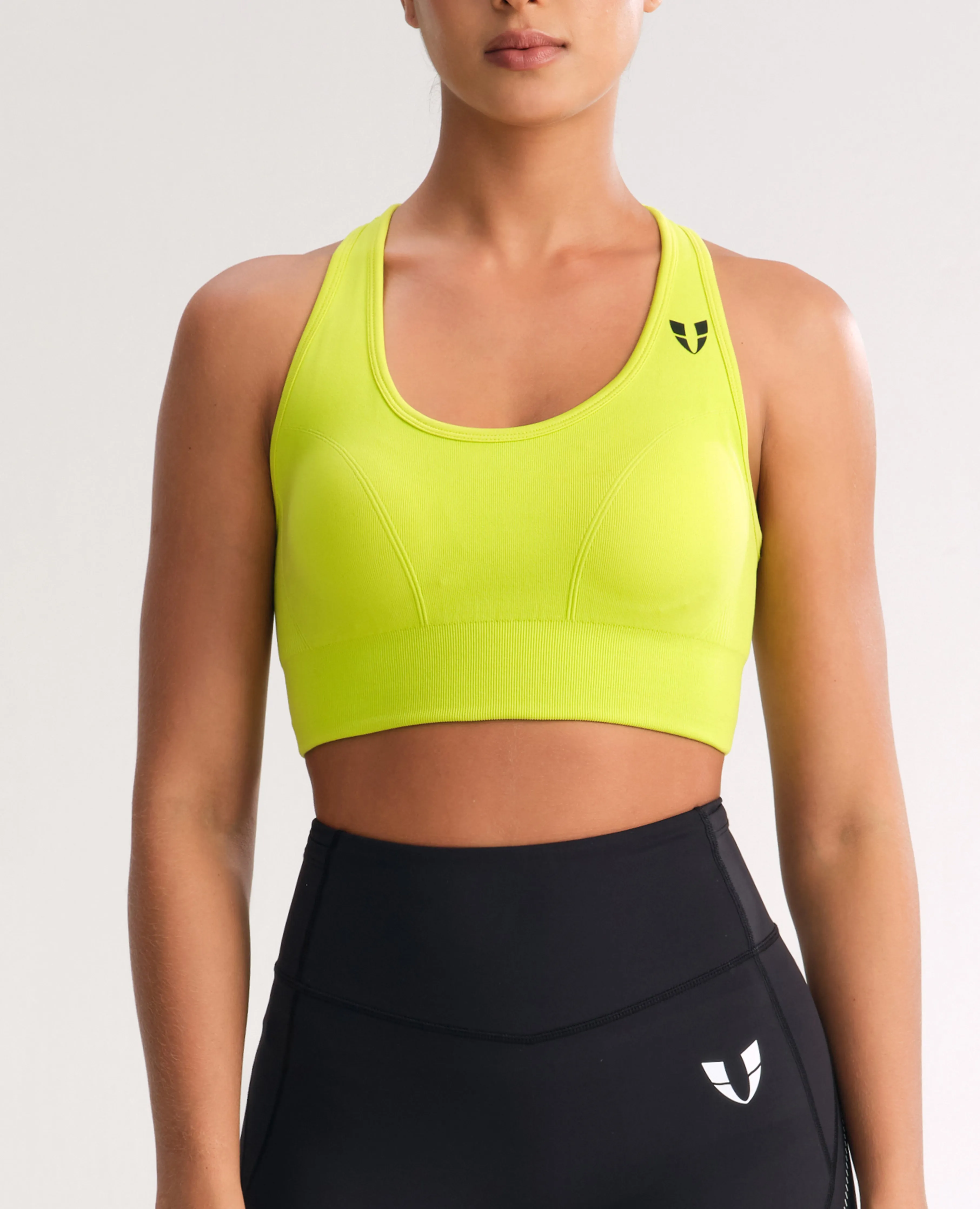 adult clothing Halter neck seams Seamless Fitness Bra - Yellow