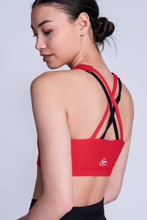 Ankle Support Stylish Design Sports Bra in Red