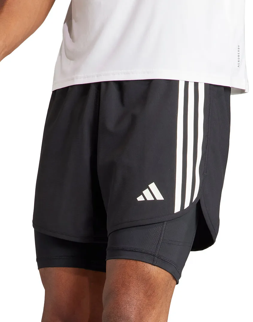adidas Own The Run 3 Stripes 2 In 1 Mens Running Shorts - Black kids