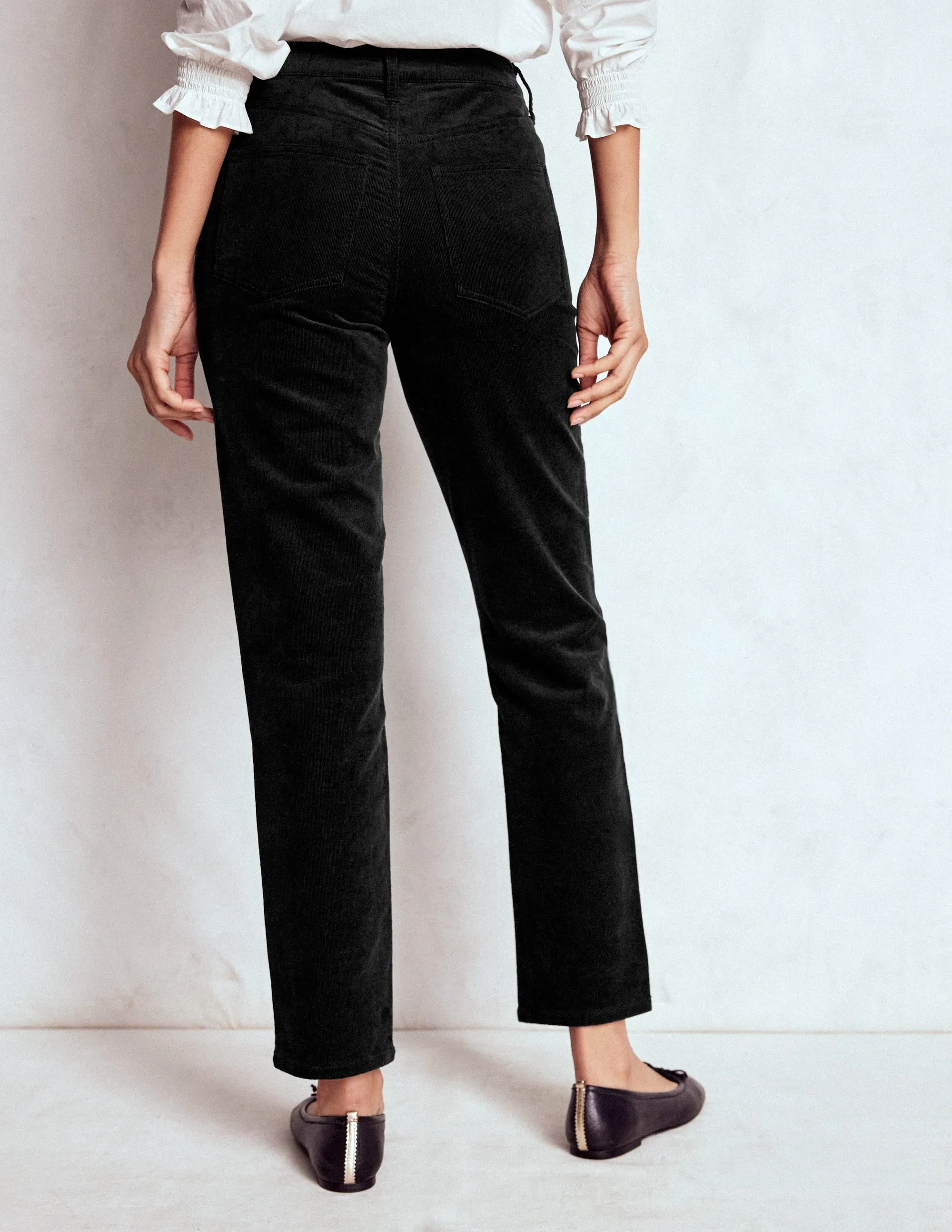Morning Stroll Evening Stroll Trend Setter Casual Friday Classic High-Waisted Cord Slim Jeans-Black