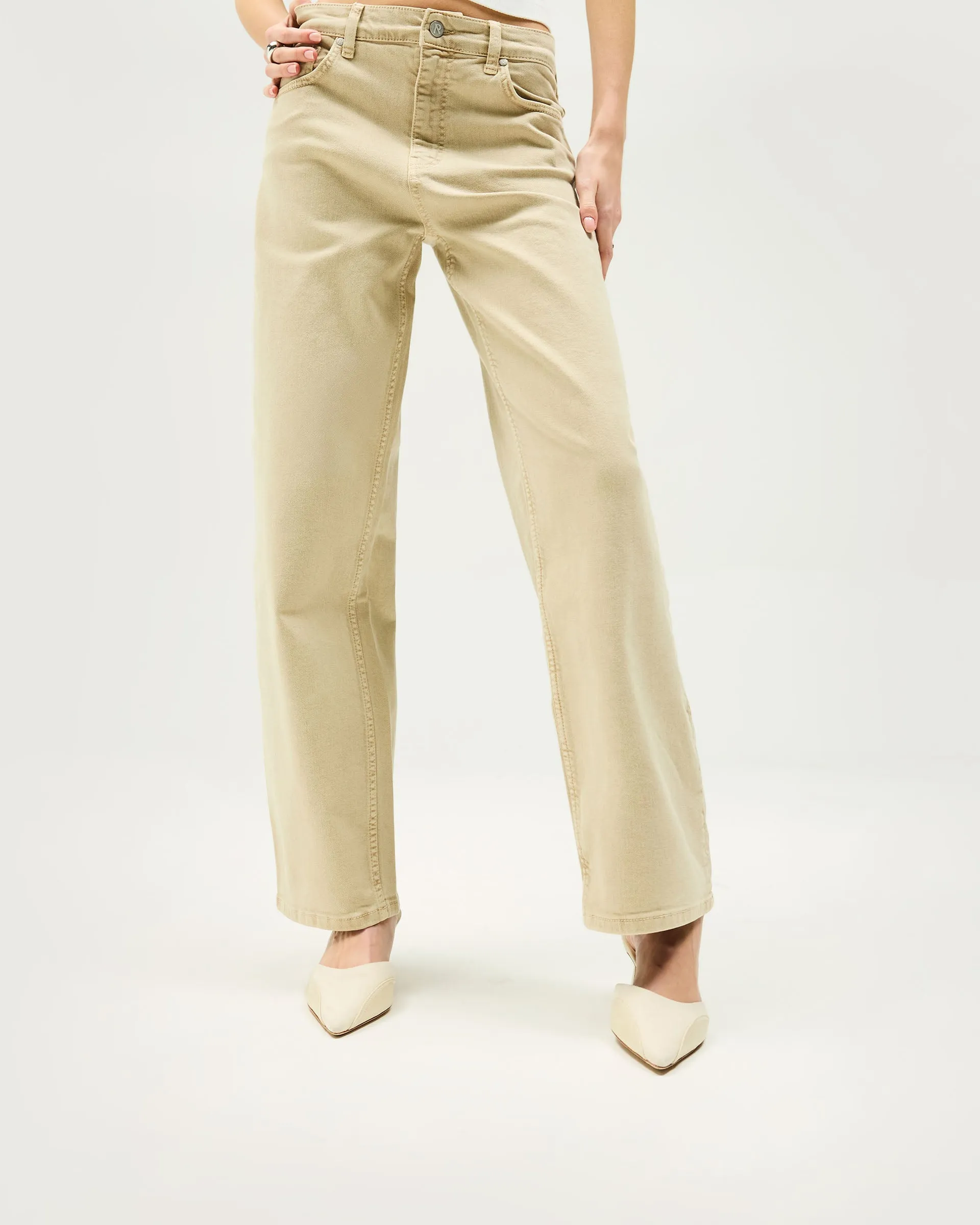 Ready For All Button Fly Option Balloon Leg Jean - Iced Latte
