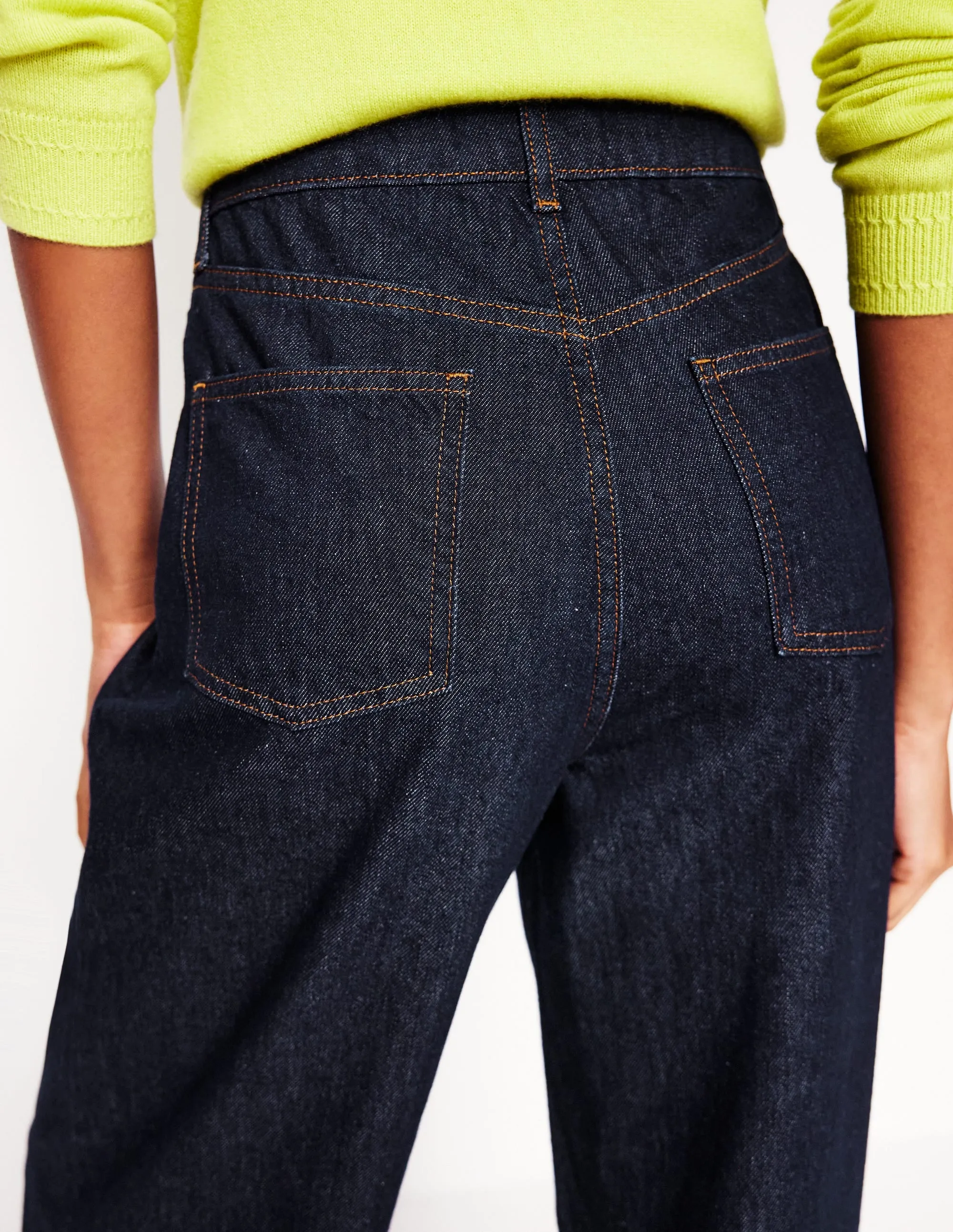 Mid Rise Fluid Denim Trousers-Indigo Rinse Soft Touch Trend Setter Trendy Premium