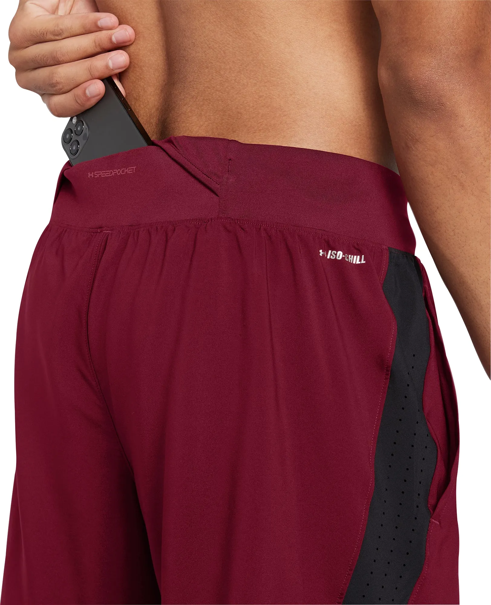 Under Armour Launch Elite 2 In 1 Mens Running Shorts - Red Designer Style nylon blend
