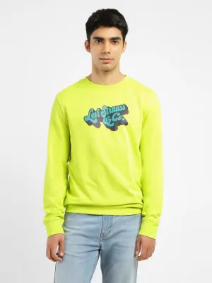 Men's Brand Logo Crew Neck Sweatshirt Breathable Mesh Panels Heavyweight Option