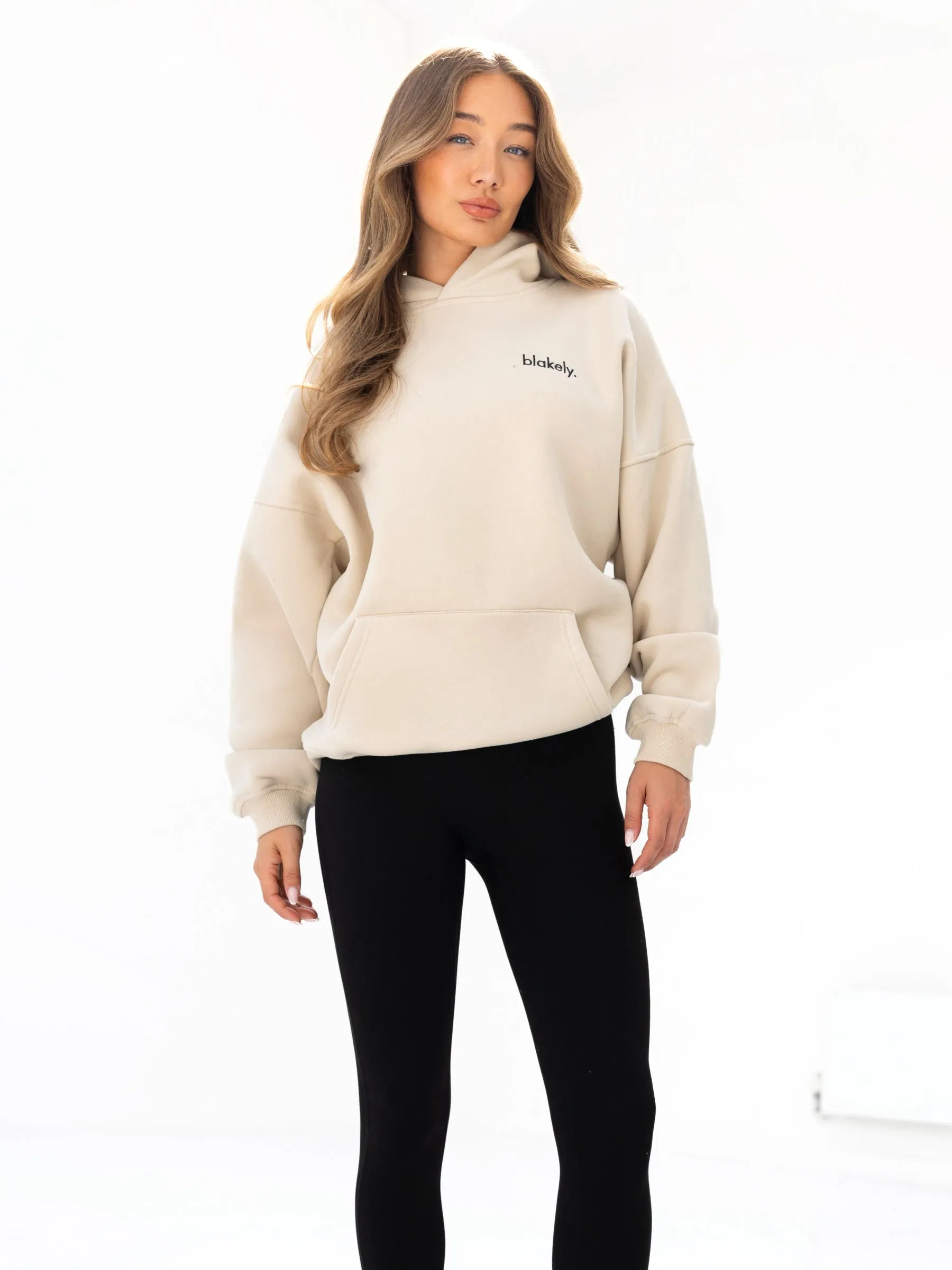 Sami Oversized Hoodie - Bone stretchy texture Home Office Attire