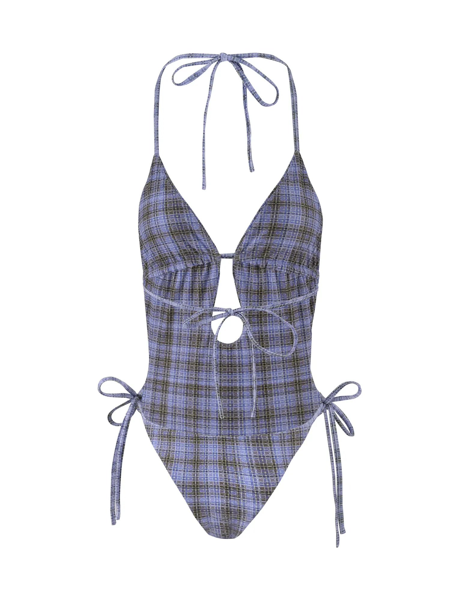 PALOMA ONE PIECE - BLUE: MICRO CHECK Classic Style wrinkle free