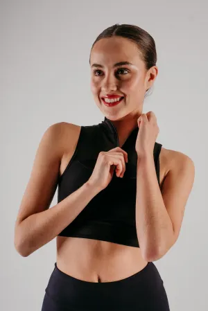 Courteous Phoenix Crop Bra in Black Welded seams Soft Padding