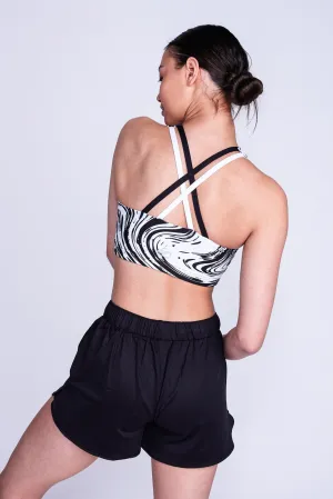 Thick straps seams Anti-chafe Arranging Sports Bra in Swirl