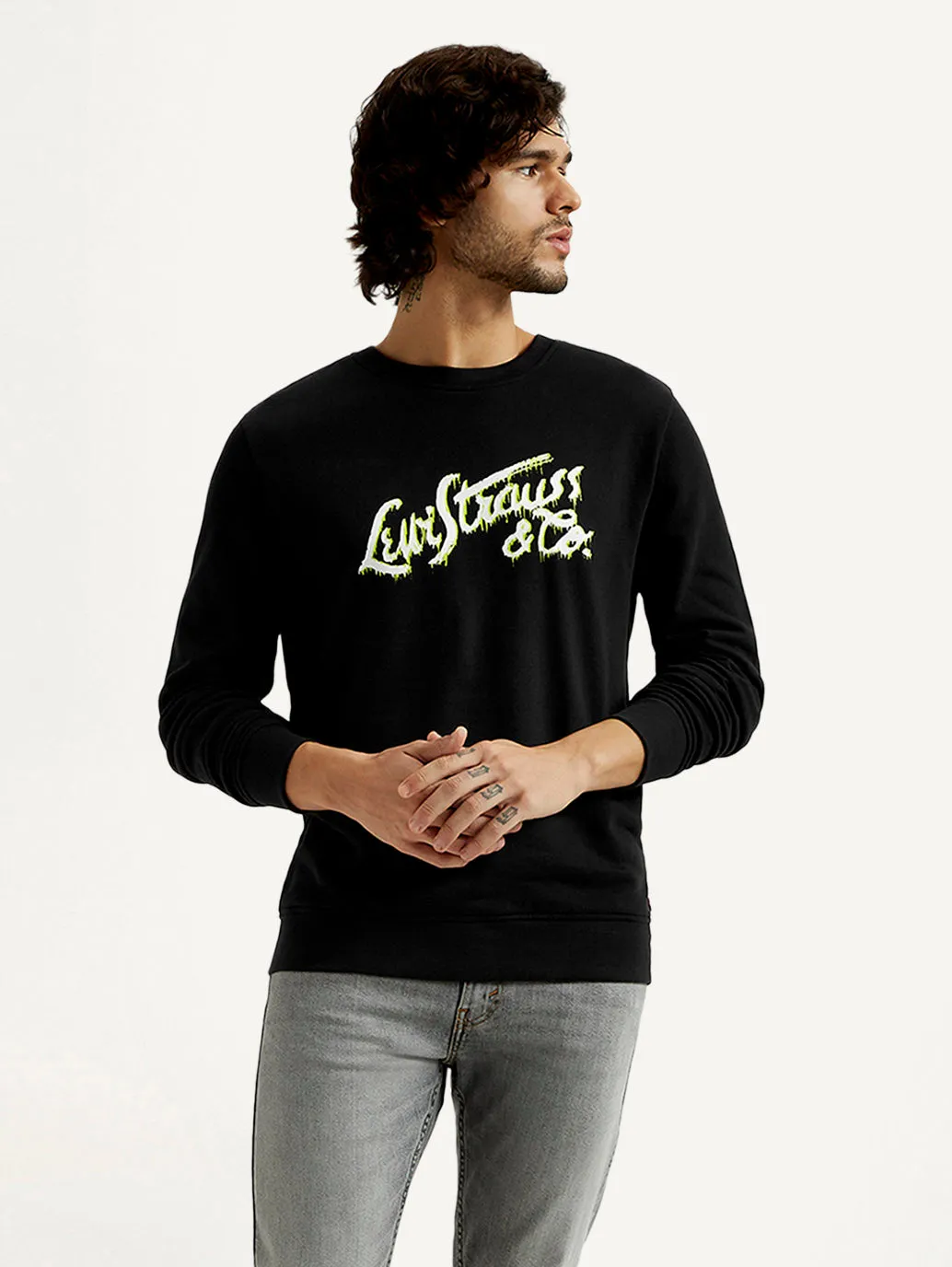Men's Printed Round Neck Sweatshirt Road Trip Eco Friendly Textiles