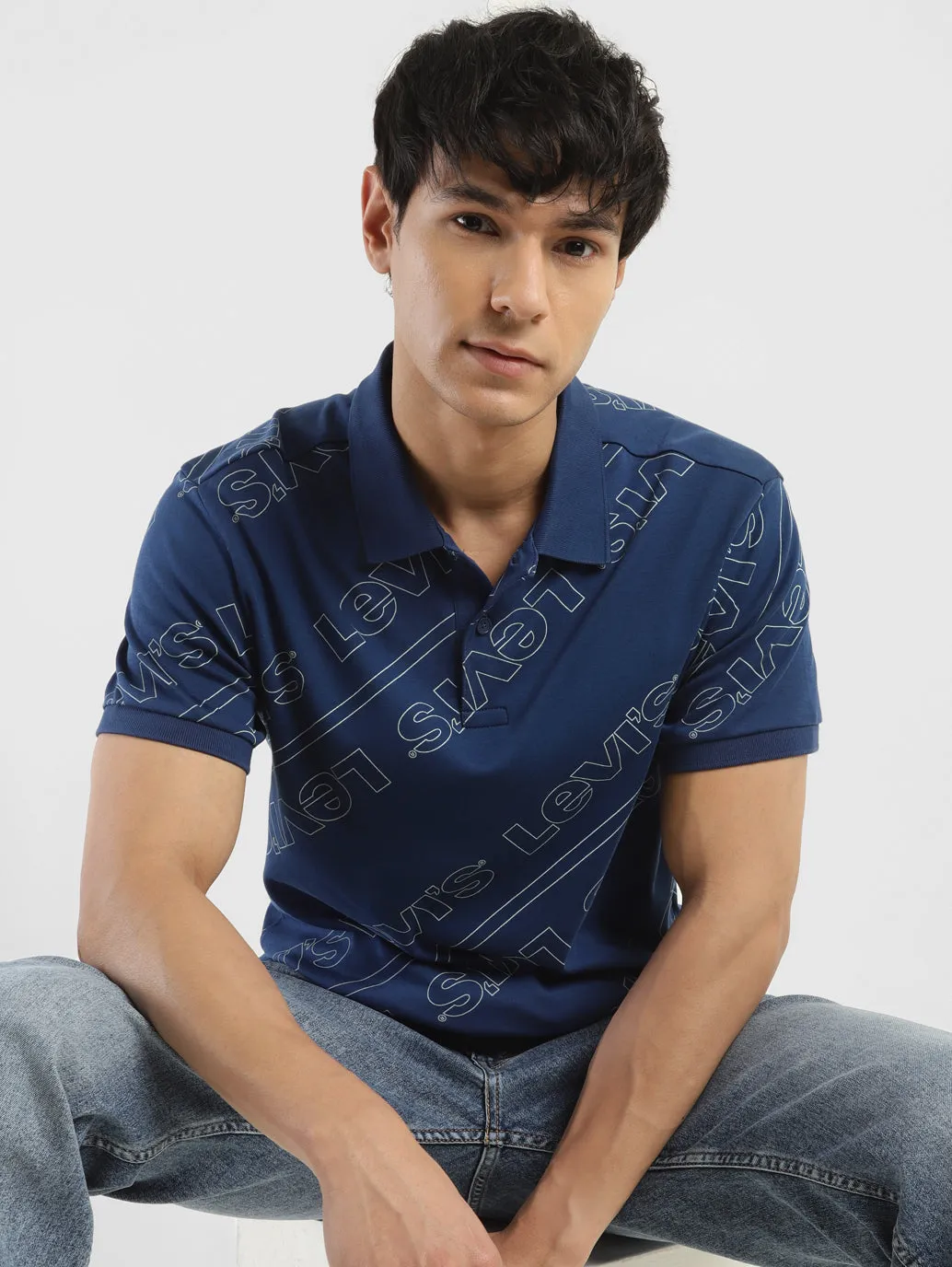Garment Washed Finish Premium Cotton Men's Brand Logo Slim Fit Polo T-shirt