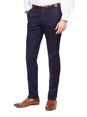 Brera Cotton Navy Chino Pants Barrel Waist Flexible Leg