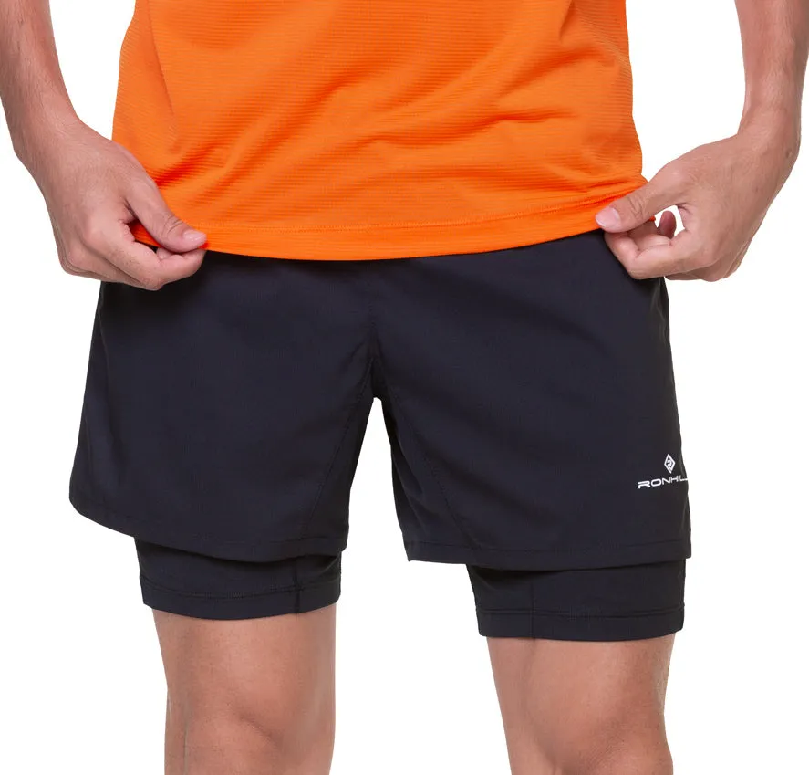 Ronhill Tech Twin 2 In 1 Mens Running Shorts - Black Summer Vibes Pajamas
