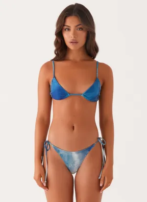 Nia Tie Side Bikini Bottom - Blue Tie Dye Ultraviolet Guard