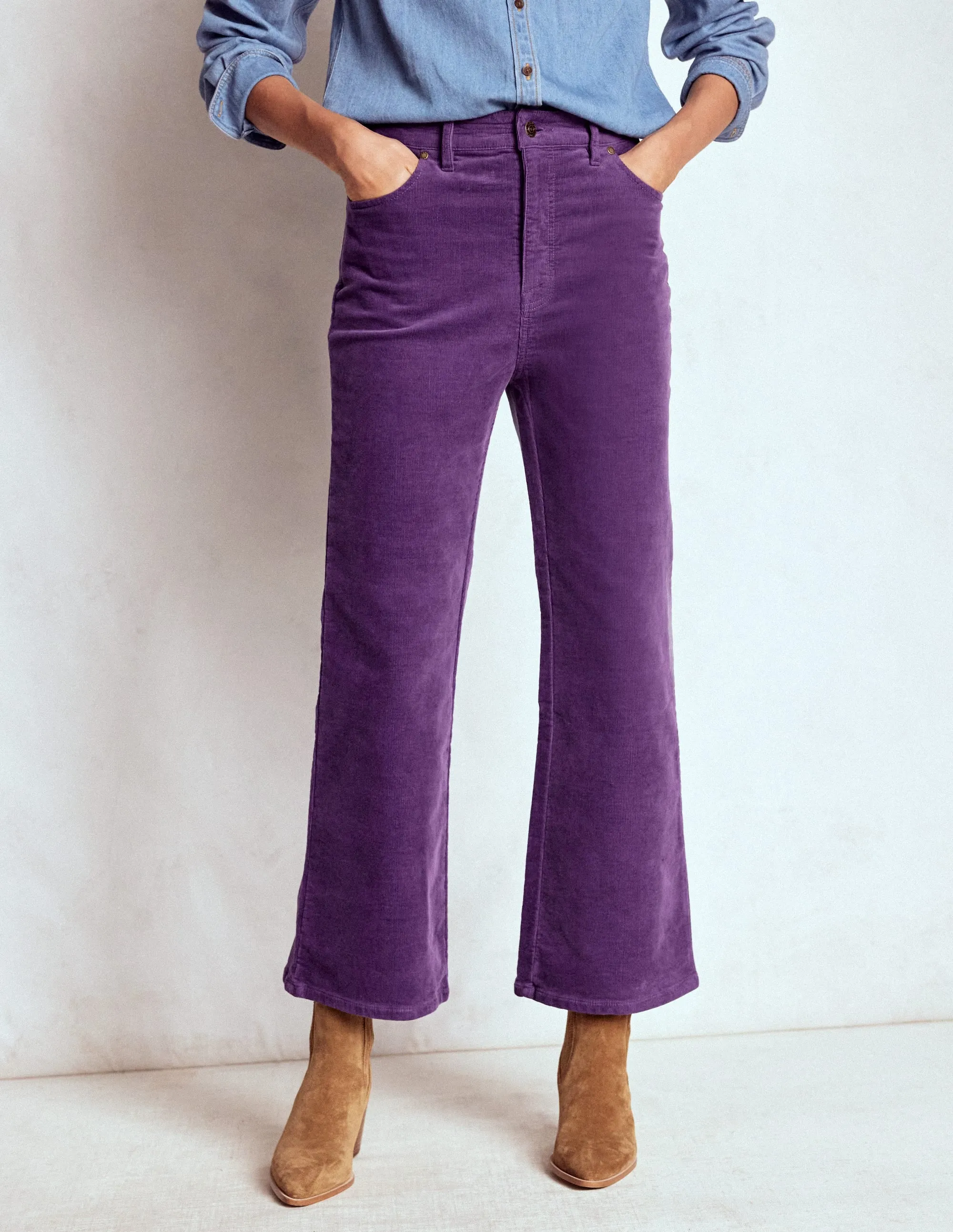 Holiday Vibes Stretch Fits Everyone 5-Pocket Cord Kick Jeans-Mystic Purple
