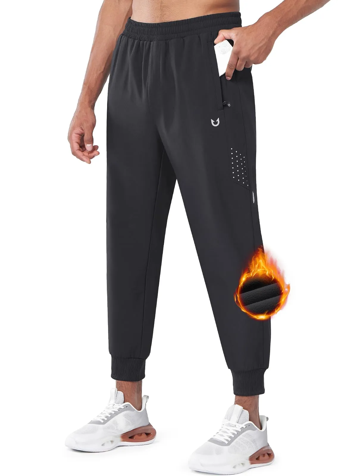 Mens Fleece Vuori Joggers Workout Hiking Sweatpants With Zipper Pocket Plus-size option
