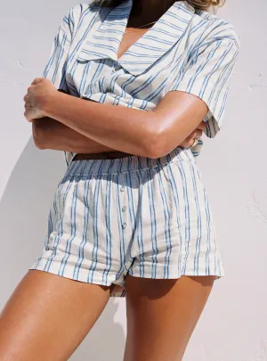 LightweightMaterial Tucked In Lounge Short Blue Stripe