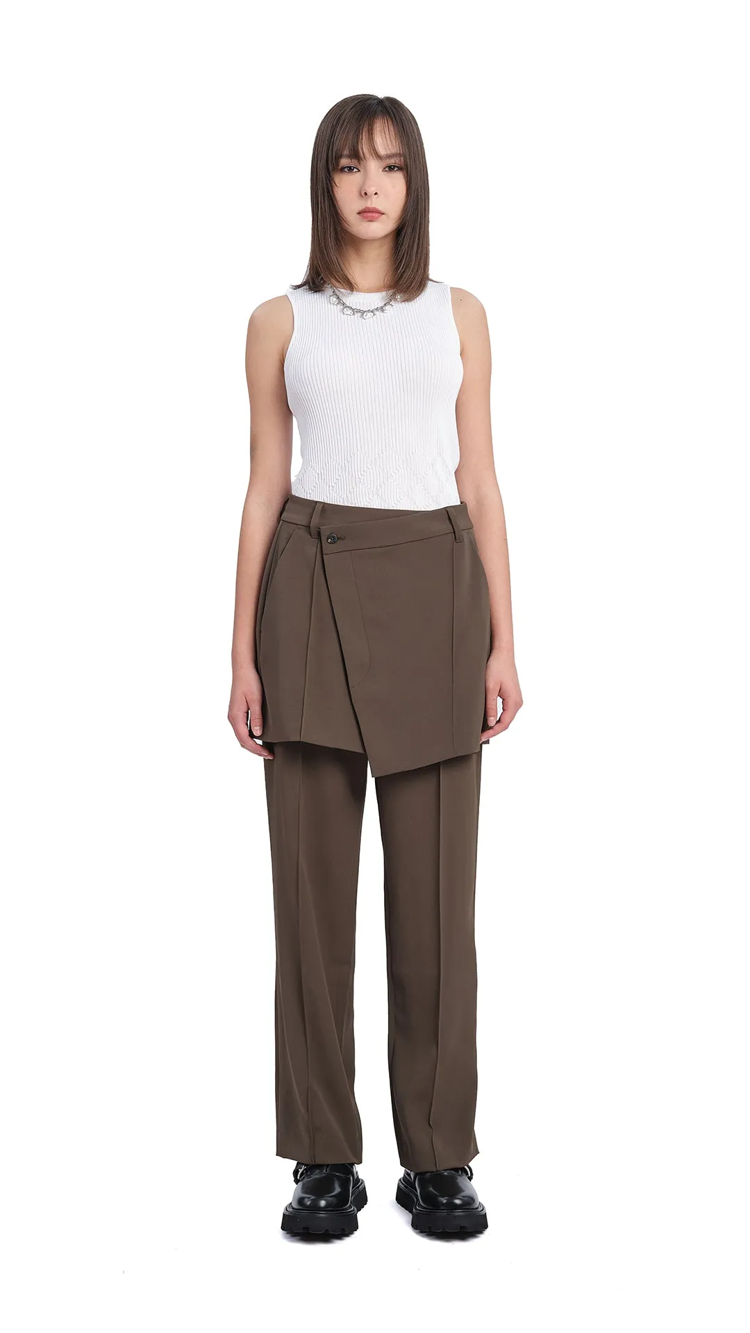 Elegant Glow Raw Linen 2 in 1 Straight-Fit Pants