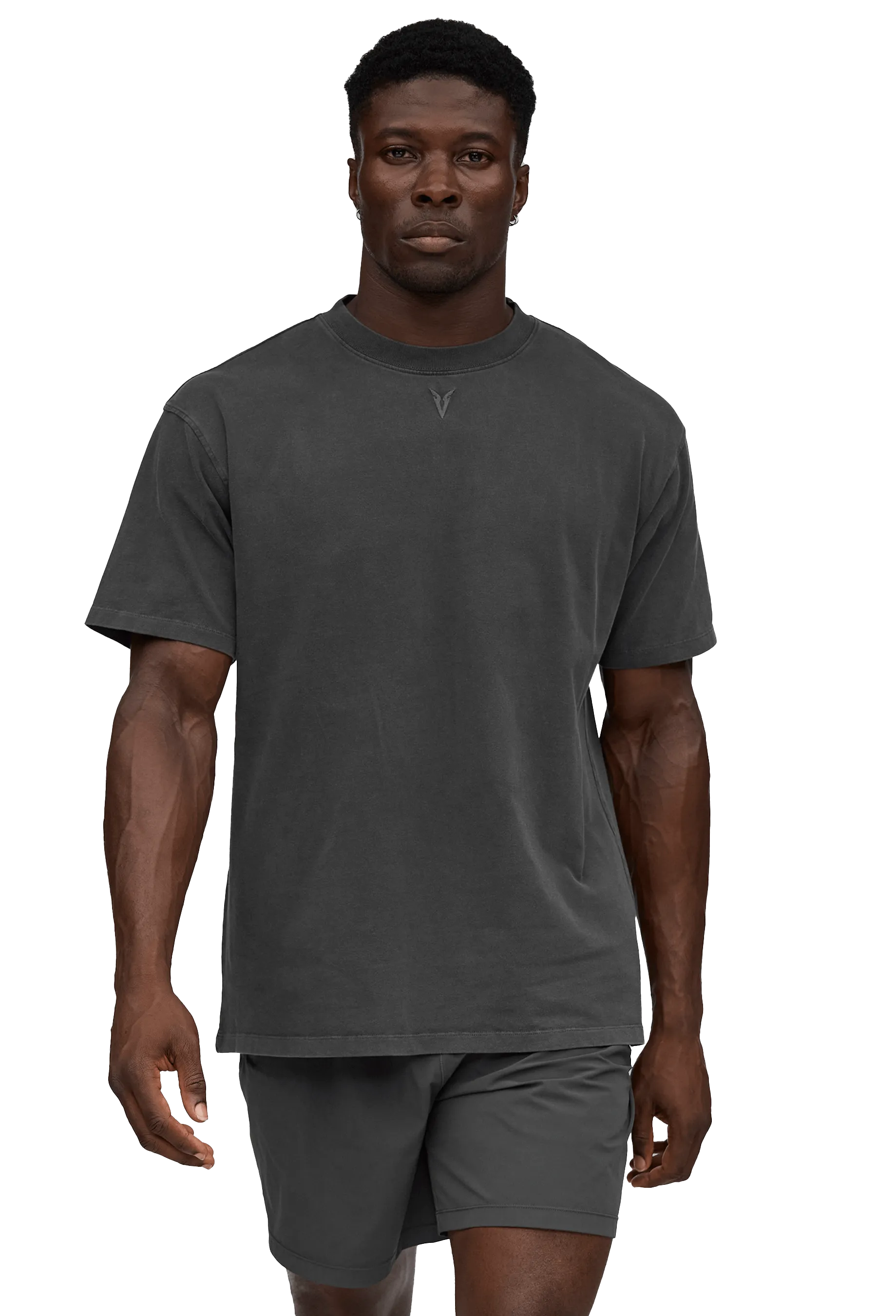 T-SHIRT - Gray Vintage Pleated front Double Stitched Beach Vibes