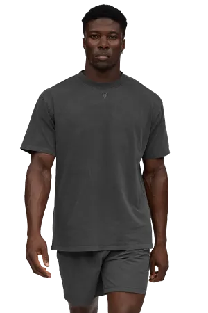 T-SHIRT - Gray Vintage Pleated front Double Stitched Beach Vibes