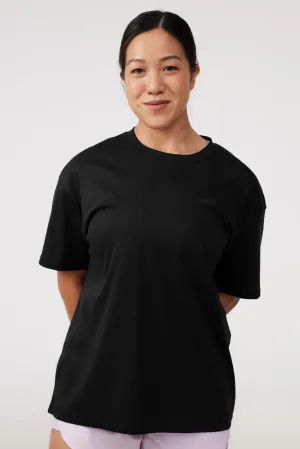 Wrinkle Resistant Material Oversized Tee in Black Sesame