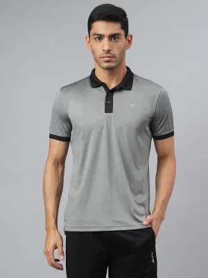 Alcis Men Dark Grey Drytech  Anti-Static Slim-Fit Running Polo T-Shirt quick dry Colorfast Construction