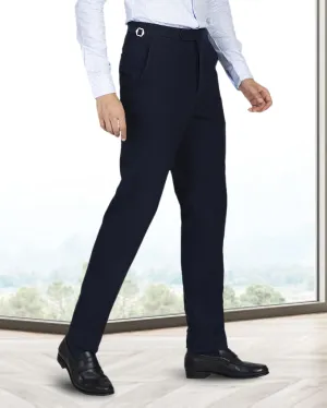 EZS Navy Wool Flannel Pant AdjustableWaistband