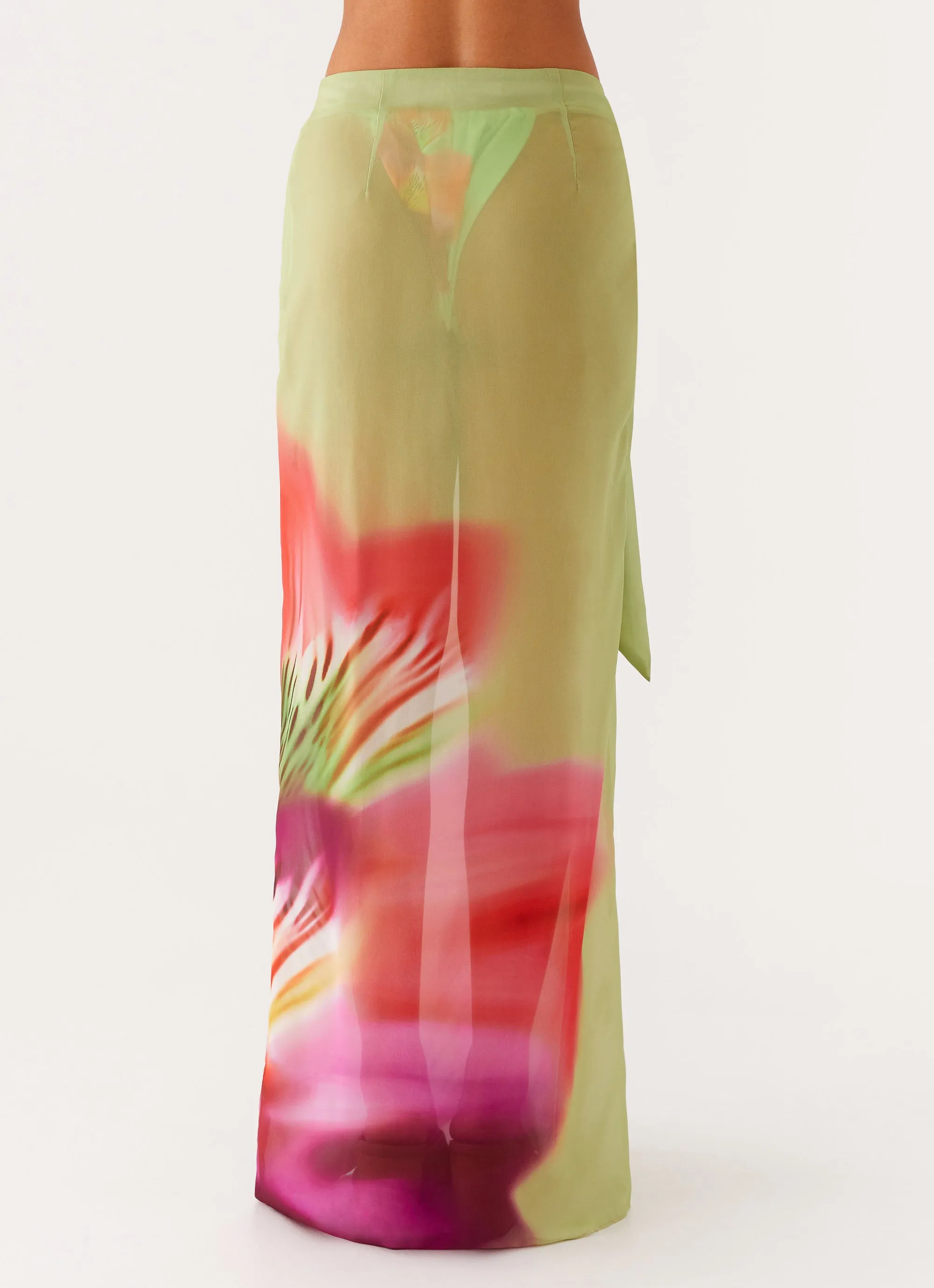 Anti Pilling Playful Patterns Low Tide Sarong Maxi Skirt - Green Tropical
