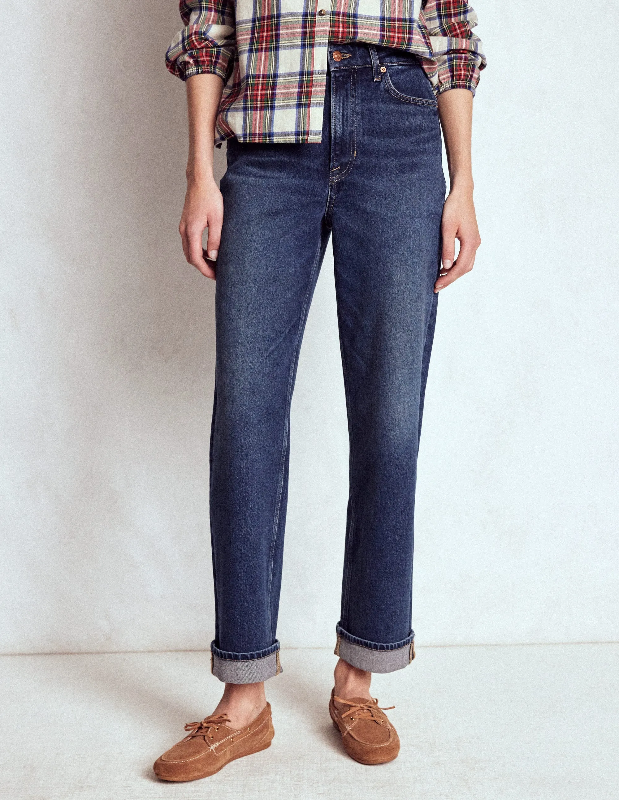Mid Rise Stretch Jeans-Dark Vintage Softened Texture