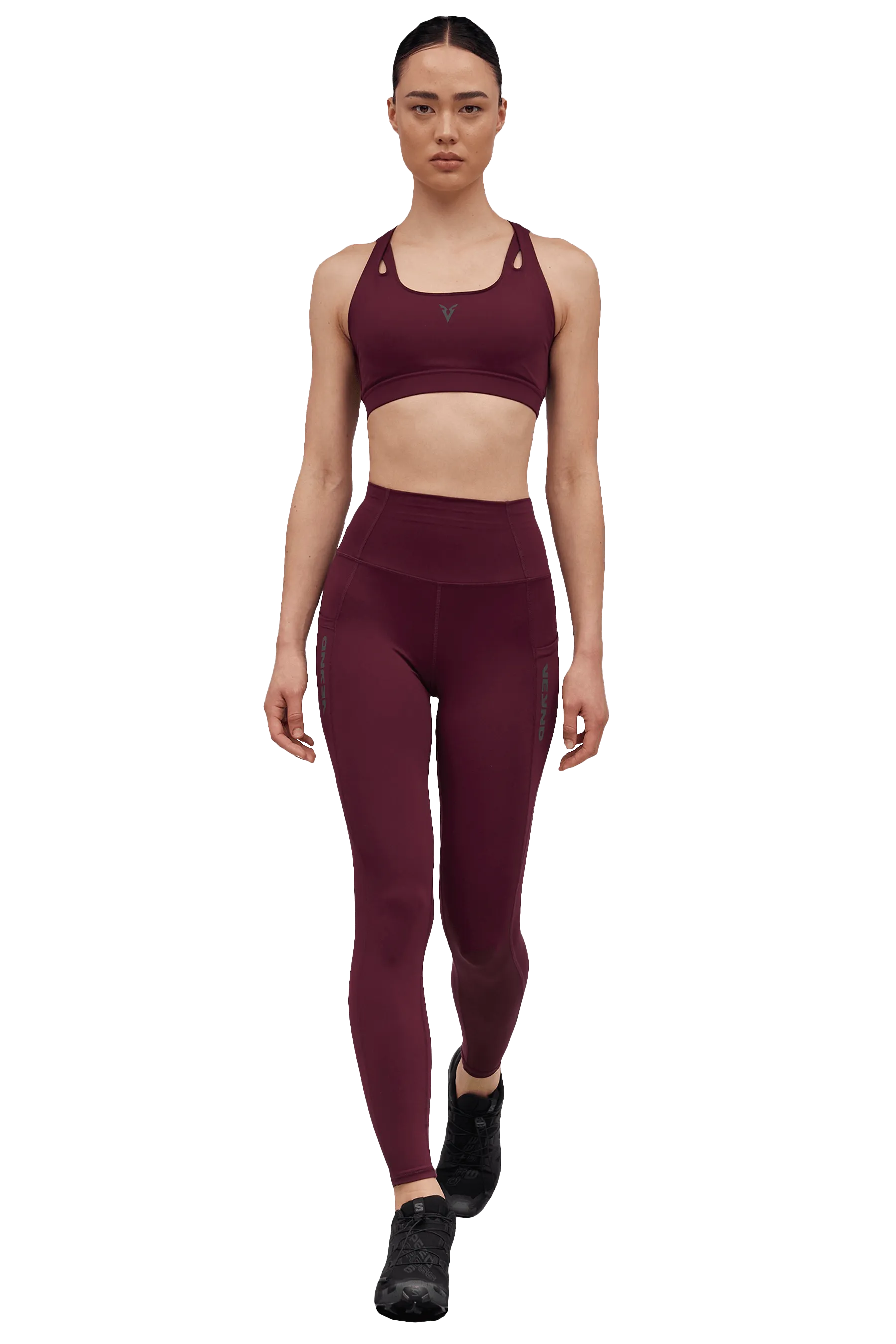 Knee support Tight fit seams SPORTS BRA CUT OUT - Burgundy